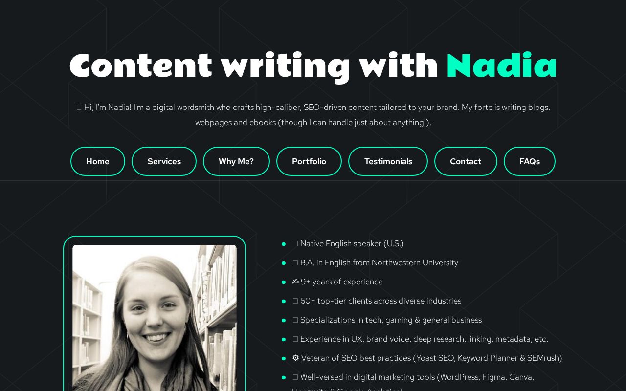 Content writing with Nadia